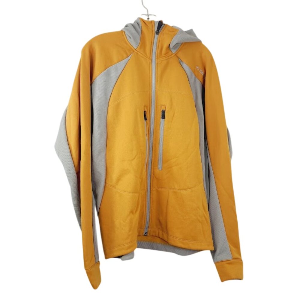 Columbia Men's Gray Yellow Titanium Hooded Classic Winter Snow Jacket Size L